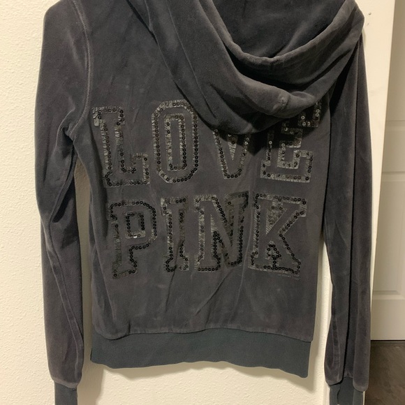 PINK velour zip up hoodie - Picture 2 of 4